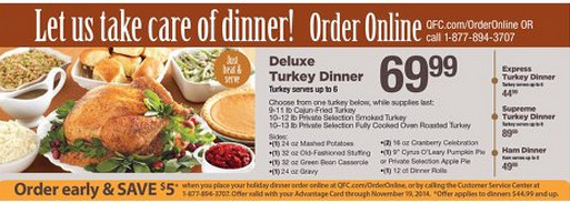 Vons Holiday Dinners
 Kroger turkey dinners thanksgiving