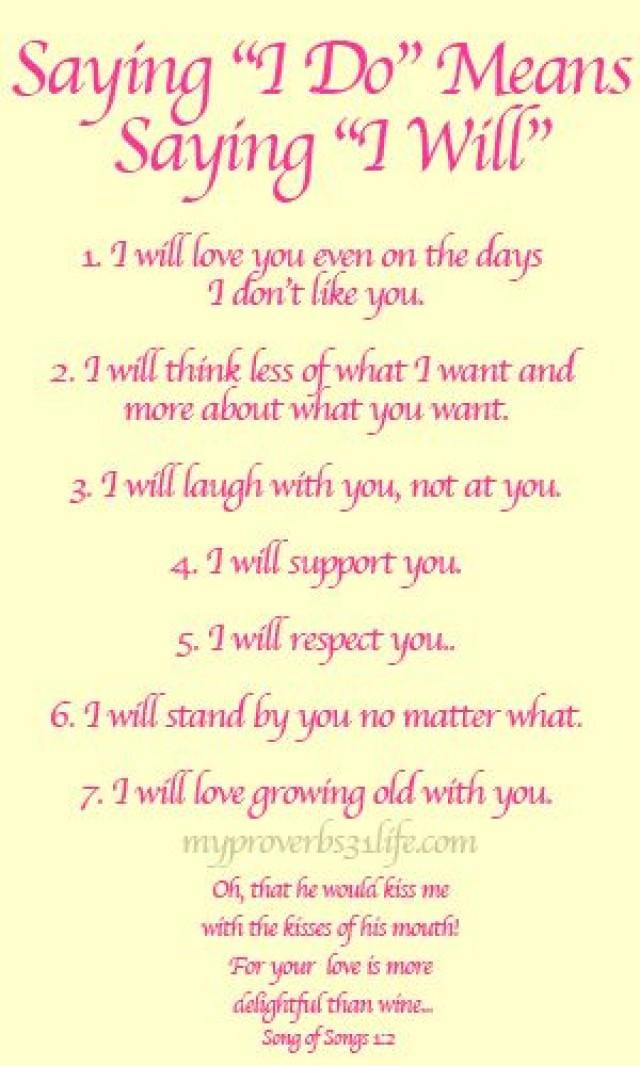 Vows For Wedding
 Wedding Quotes Saying "I Do" Means Saying "I Will