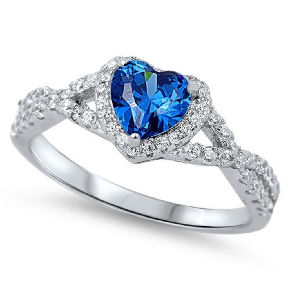 Wal Mart Wedding Rings
 Wedding Engagement Heart Promise Ring 0 74CT Blue Sapphire