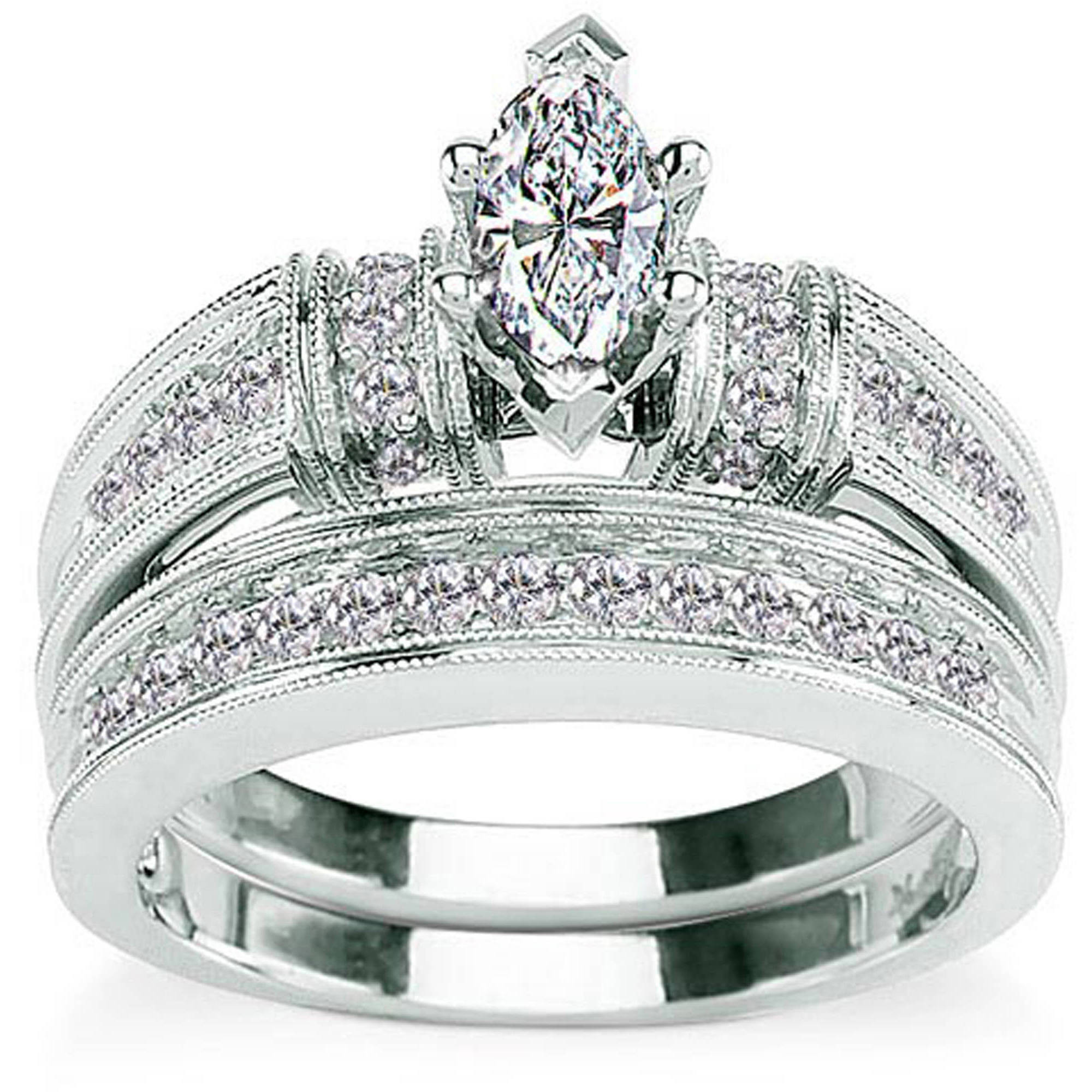 Wal Mart Wedding Rings
 1 Carat T W Black Diamond Sterling Silver Three Piece