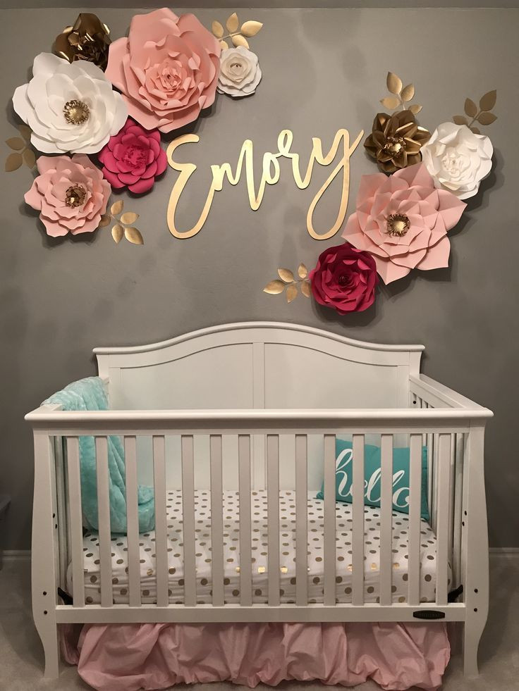 Wall Decoration For Baby Room
 Baby girl nursery name decal wall flowers