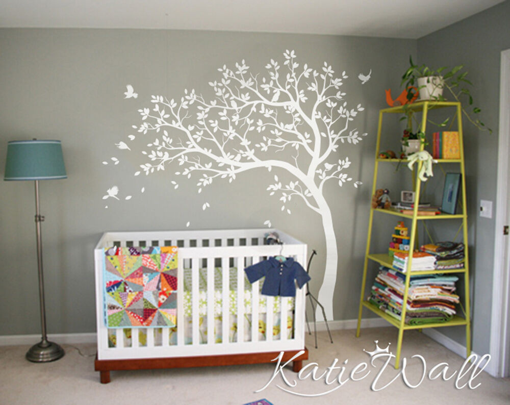 Wall Decoration For Baby Room
 White Tree Wall Decal Nursery tree sticker baby room wall