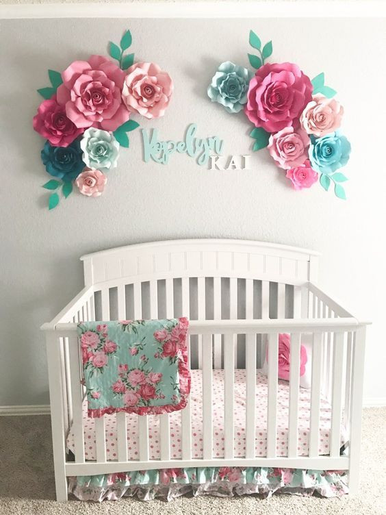 Wall Decoration For Baby Room
 Aqua Floral Nursery for Baby Girl