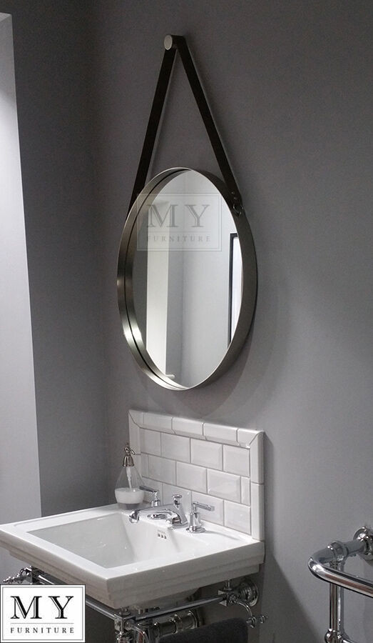 Wall Mirror For Bathroom
 Bathroom Round Wall Mirror with leather strap