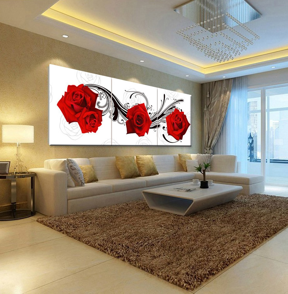 Wall Painting For Living Room
 picture oil Painting Roses flower Living Room Bedroom home