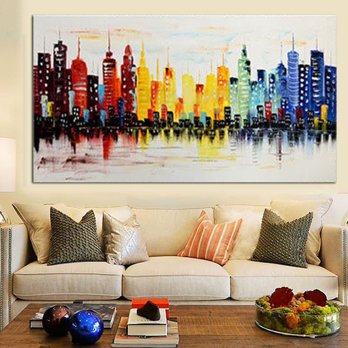 Wall Painting For Living Room
 120X60CM Modern City Canvas Abstract Painting Print Living