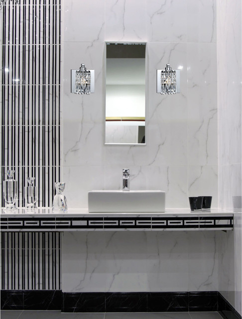 Wall Sconce For Bathroom
 Optix Collection 1 Light 5" Polished Chrome Crystal Wall