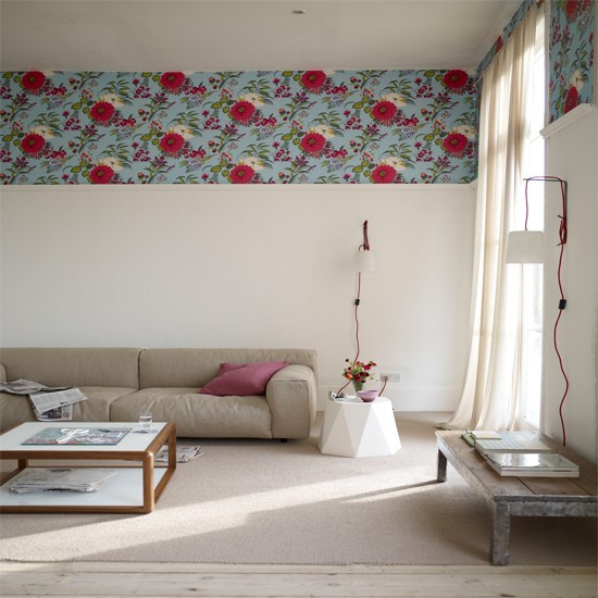 Wallpaper Borders For Living Room
 Living room with wallpaper border