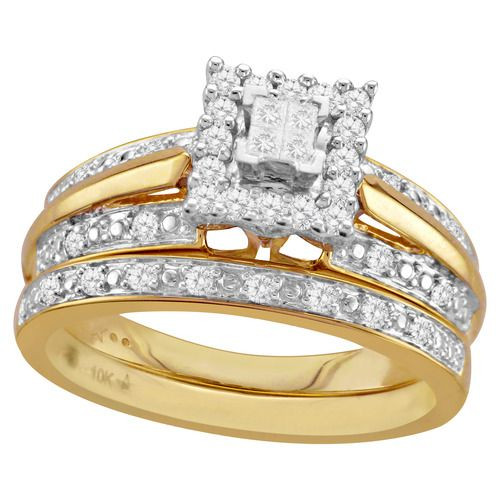 Walmart Diamond Wedding Rings
 Yellow Gold Bridal Set