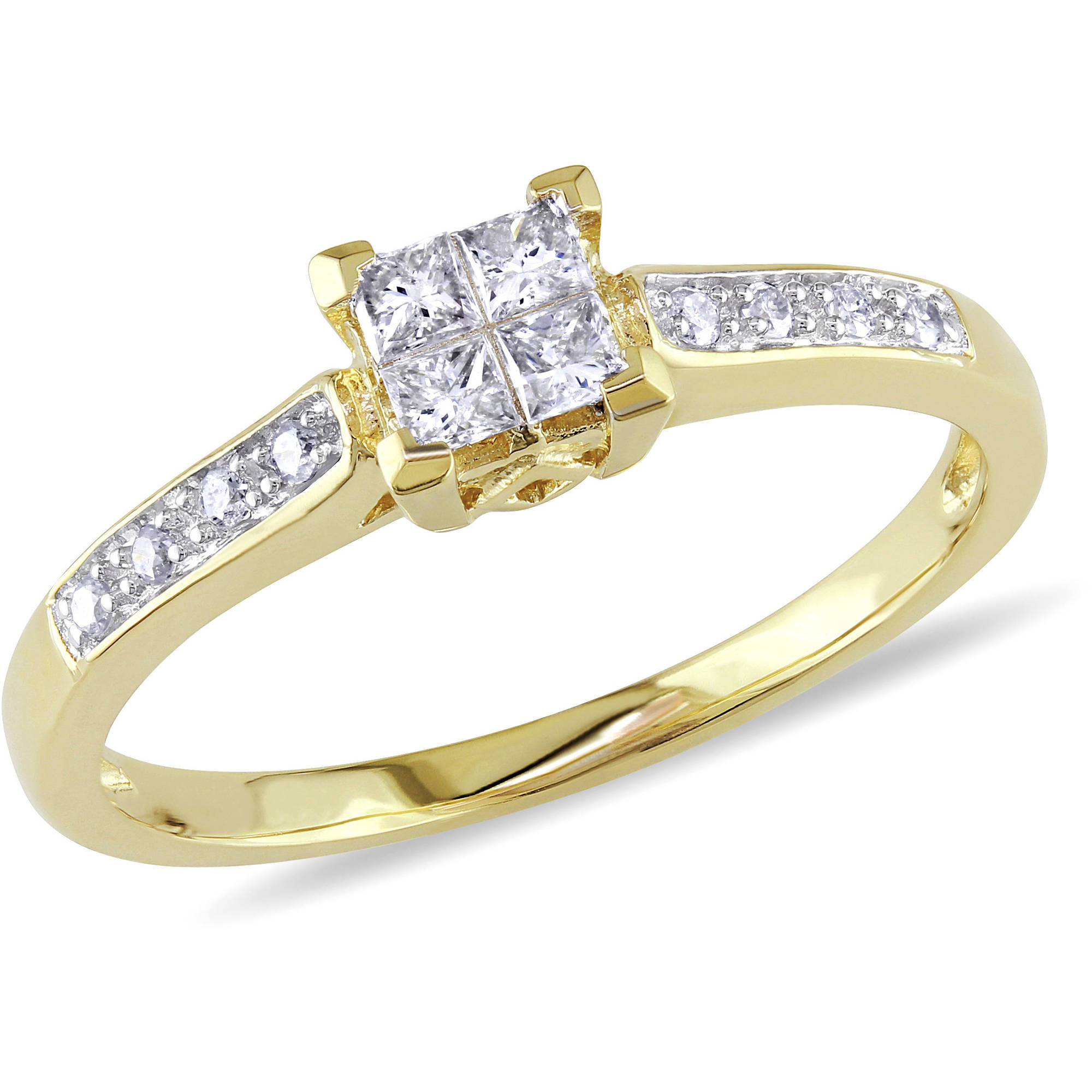 Walmart Diamond Wedding Rings
 Miabella 1 4 Carat T W Princess Cut Diamond 10kt Yellow