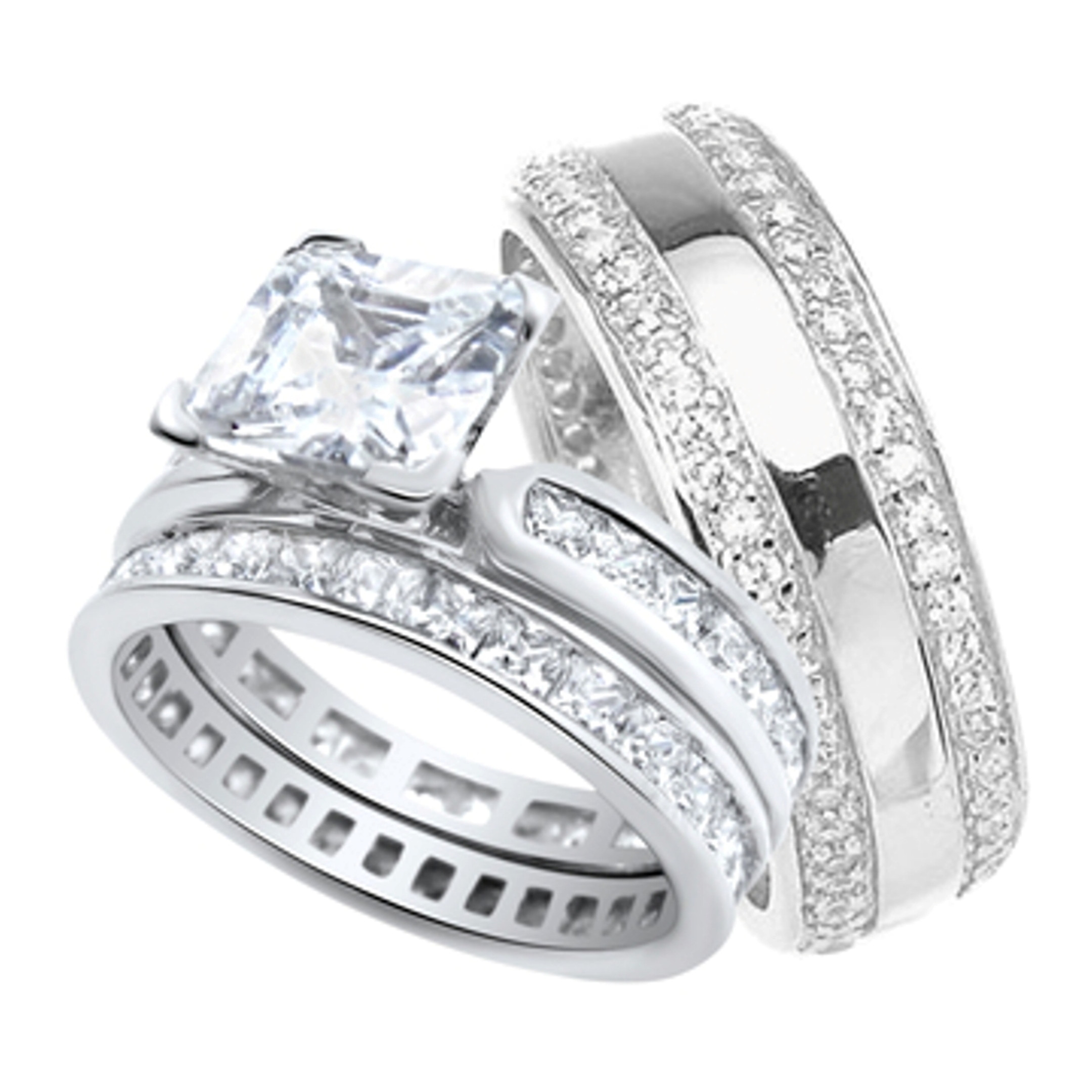 Walmart Wedding Rings For Him
 His and Hers Wedding Ring Set Matching Sterling Silver