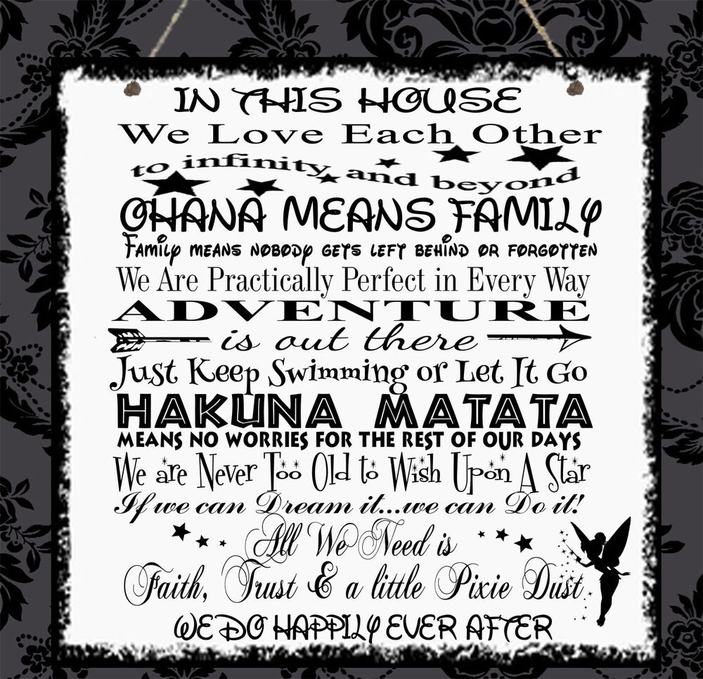 Walt Disney Quotes About Family
 Personalised Disney Quotes Family Plaque Mum Sister