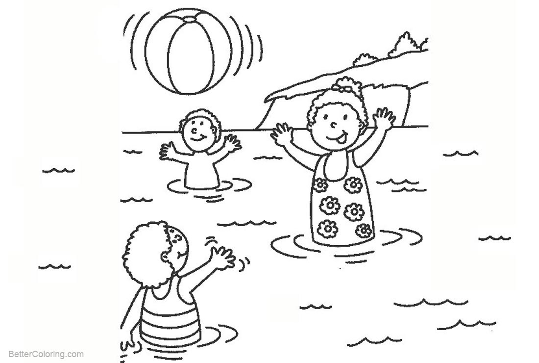 Water Coloring Books For Toddlers
 Beach Ball Coloring Pages Kids Playing in the Water Free