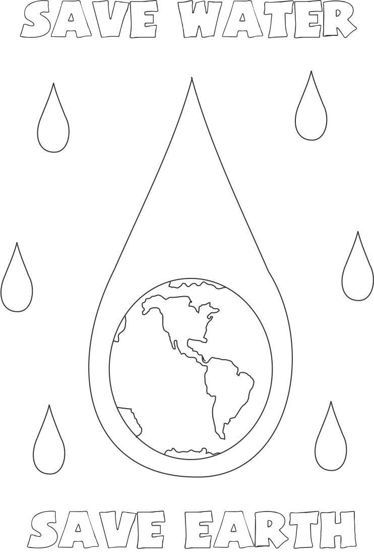 Water Coloring Books For Toddlers
 Save water save Earth coloring page for kids