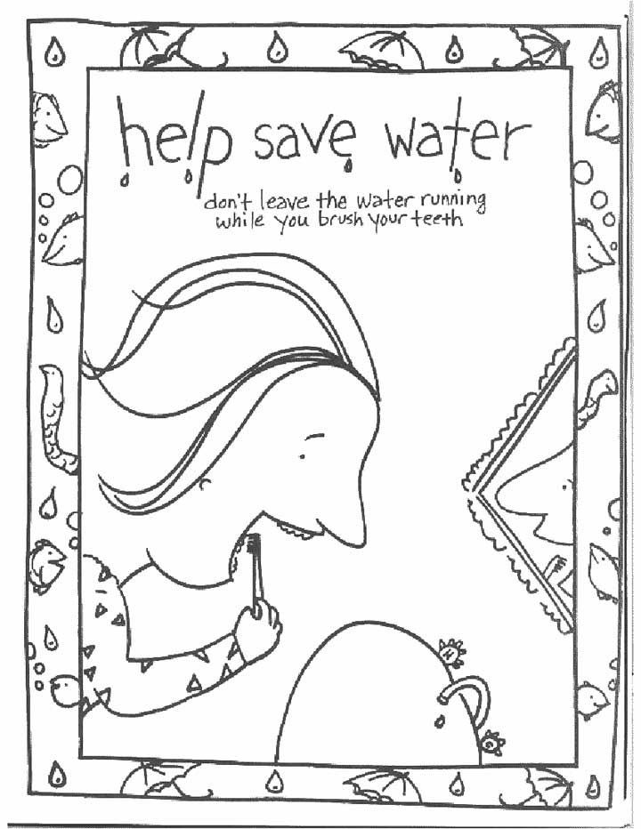Water Coloring Books For Toddlers
 This coloring page for kids focuses on saving water by