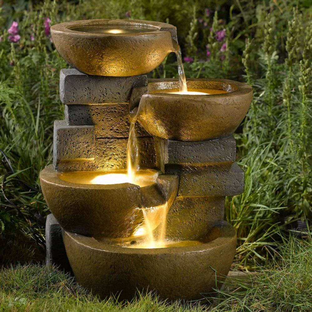 Water Fountain Landscape
 Water Fountain Pots LED Lights Outdoor Yard Garden Water