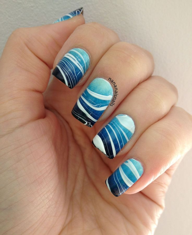 Water Marble Nail Designs
 5 Cute and Dainty Nail Art Designs with a White Base