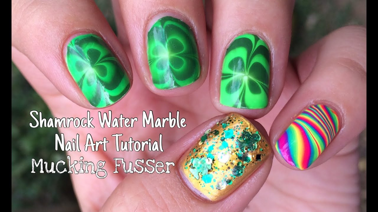 Water Nail Art Youtube
 Shamrock Water Marble Nail Art Tutorial