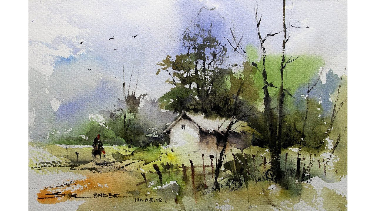 Watercolor Landscape Paintings
 easy watercolor landscape painting by sikander singh