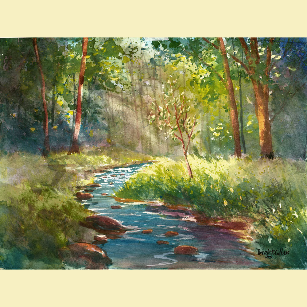 Watercolor Landscape Paintings
 watercolor landscape painting PRINT creek and tree by
