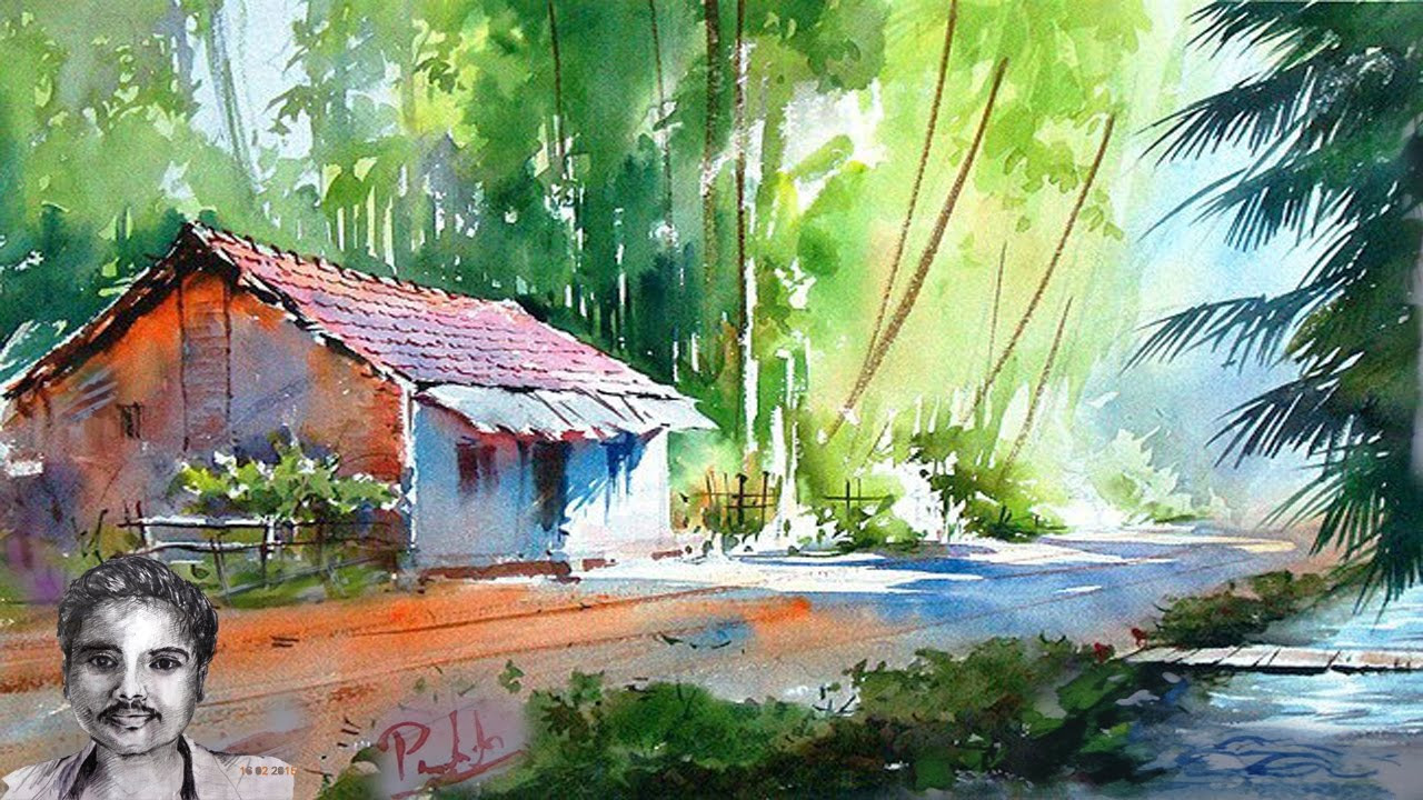 Watercolor Landscape Paintings
 Scenery Drawing with Watercolor Painting for Beginners