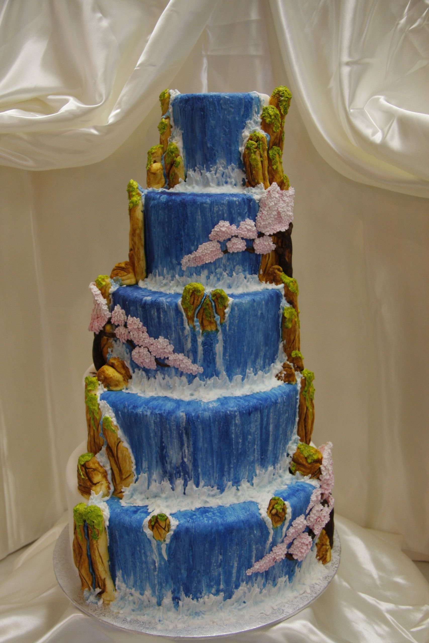 Waterfall Wedding Cakes
 Hand crafted and hand painted waterfall and cherry blossom