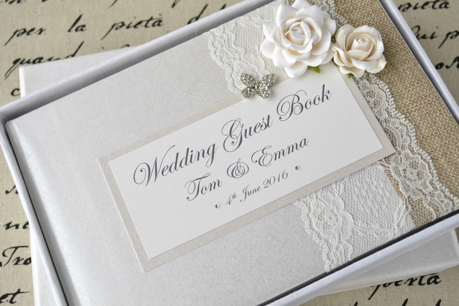 Wedding Album And Guest Book Set
 Luxury Personalised Wedding Guest Book & Album Set Lace