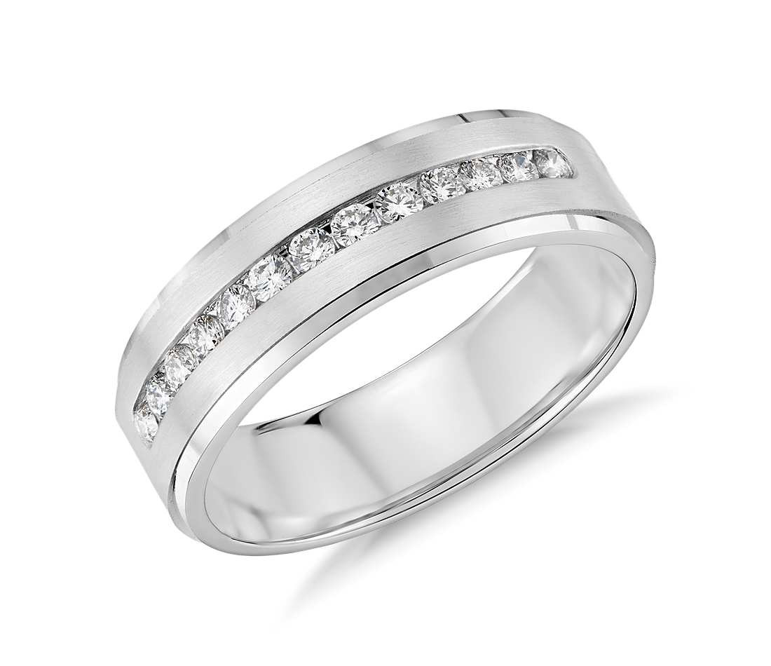 Wedding Band Rings
 Diamond Channel Set Wedding Ring in Platinum 1 3 ct tw