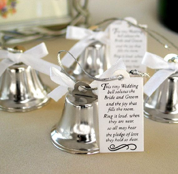 Wedding Bell Favors
 24 Mini Ring For A Kiss Wedding Kissing Bells Wedding