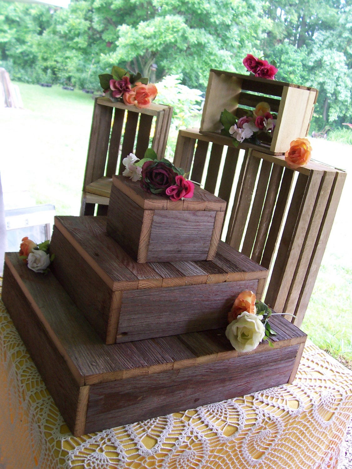 Wedding Cake Display Stand
 Cupcake stand crates BUNDLE rustic wedding decorations