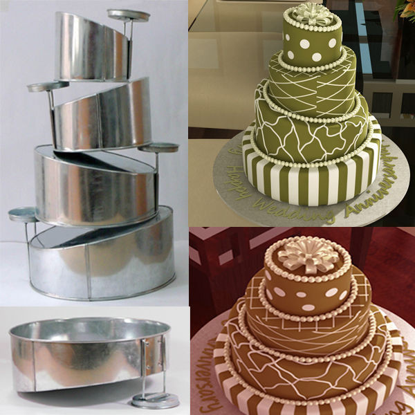 Wedding Cake Pans
 Topsy Turvy Set of 4 Round Cake Pans with Detachable Stand