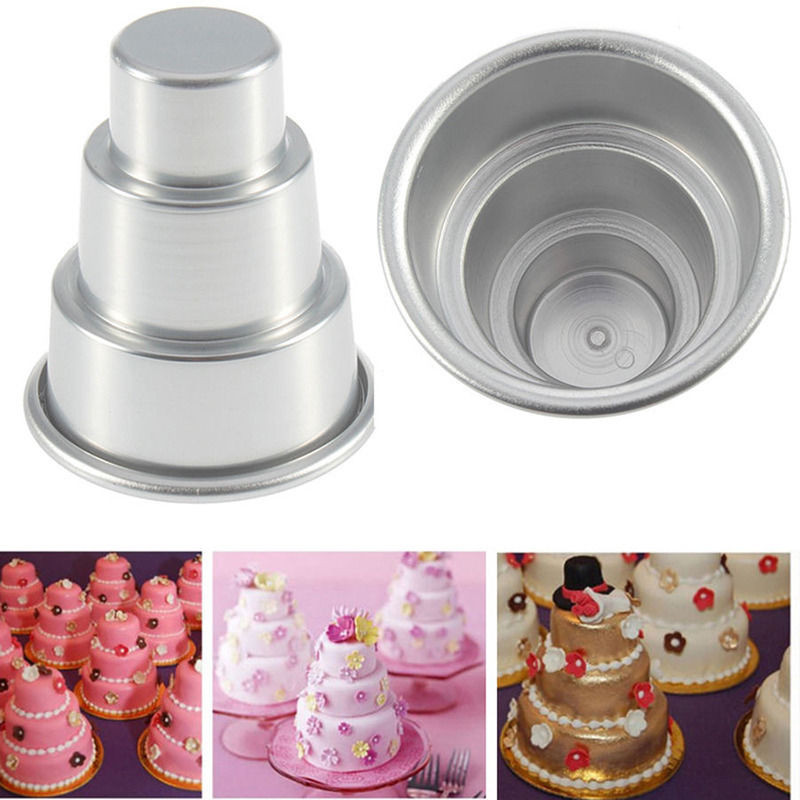 Wedding Cake Pans
 3 Sizes Mini 3 Tier Wedding Cake Tins Pudding Pan Baking