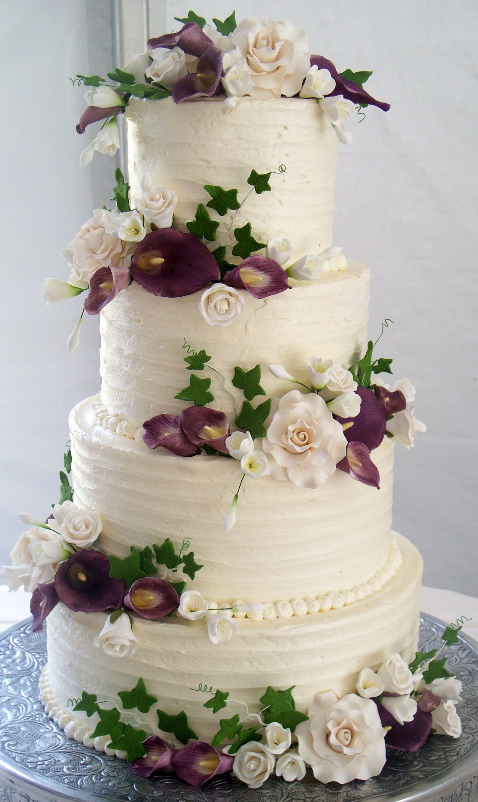 Wedding Cake Recipes For Tiered Cakes
 4 tier wedding cake textured buttercream and coordinating