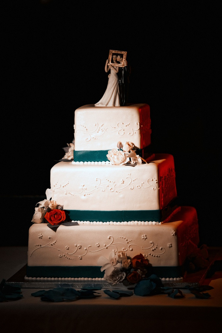 Wedding Cakes San Jose
 San Jose Sharks colors wedding cake Teal Orange White