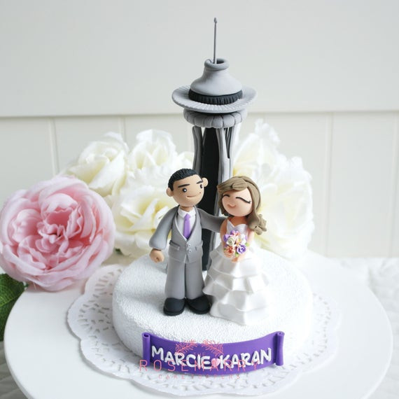 Wedding Cakes Seattle
 Custom Wedding Cake Topper at Space needle in Seattle
