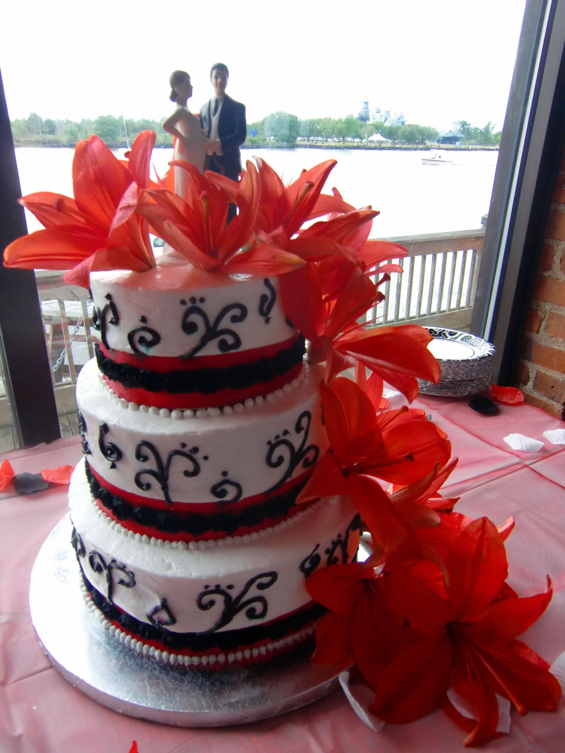 Wedding Cakes Wilmington Nc
 Red black and white wedding cake from Tasteful Creations