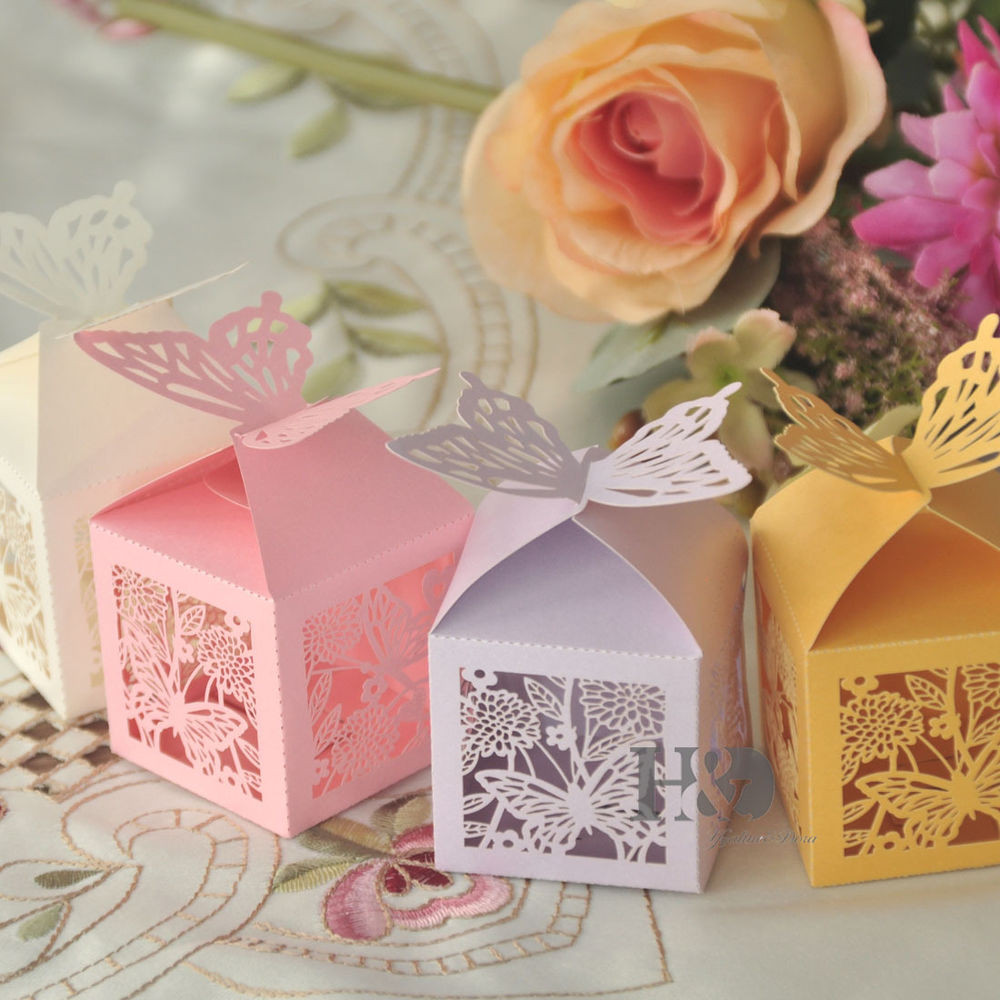 Wedding Candy Favors
 Laser Cut Butterfly Favor Candy Box Gift Boxes Wedding