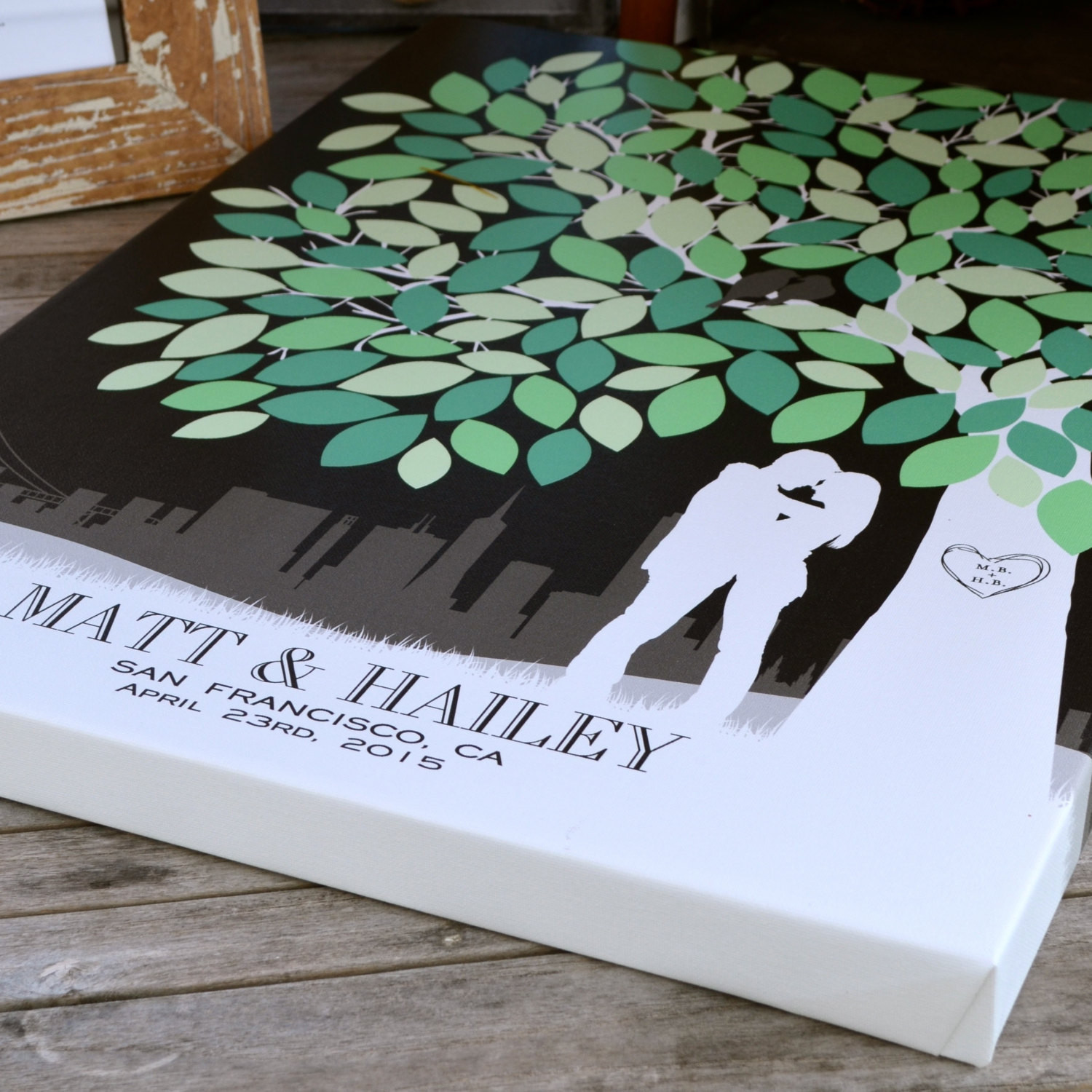 Wedding Canvas Guest Book
 Canvas Wedding Tree Guest Book Personalized Skyline