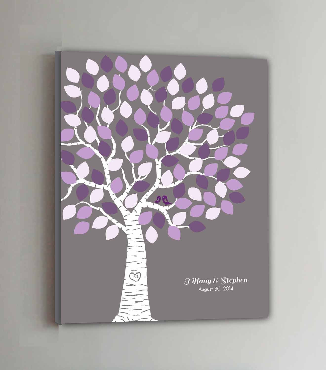 Wedding Canvas Guest Book
 100 Guest CANVAS Wedding Guest Book Gray Wedding Tree Wedding