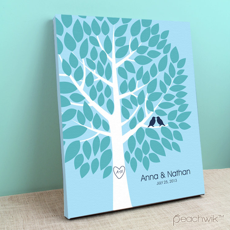 Wedding Canvas Guest Book
 Unique Wedding Guest Book Canvas Wishwik Tree by peachwik