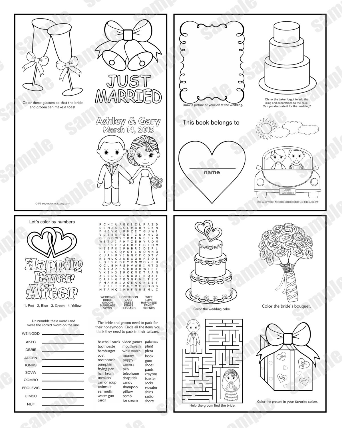 Wedding Coloring Book Printable
 Mini Printable Personalized Wedding coloring activity book