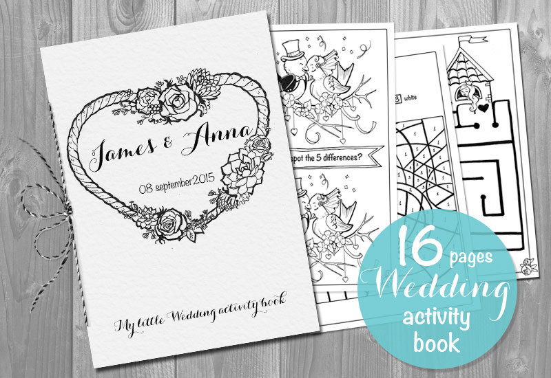 Wedding Coloring Book Printable
 Wedding Activity Book Printable Personalized kids booklet