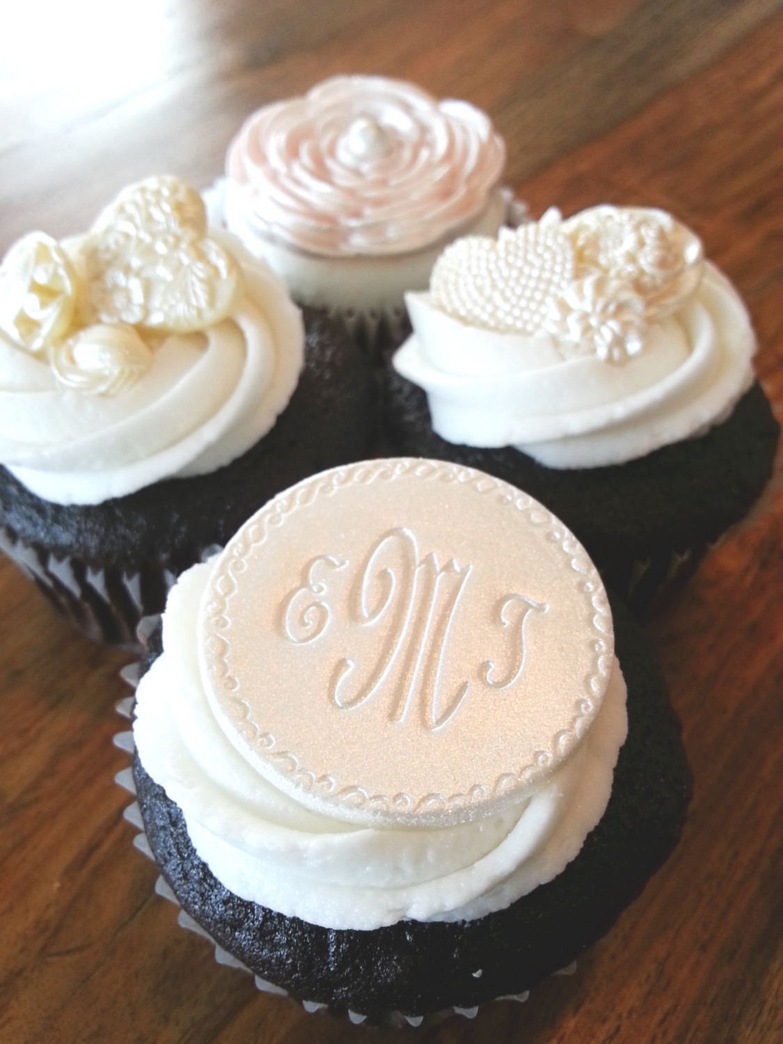 Wedding Cupcake Decorations
 Monogrammed Personalized Cupcake Toppers Edible Cupcake