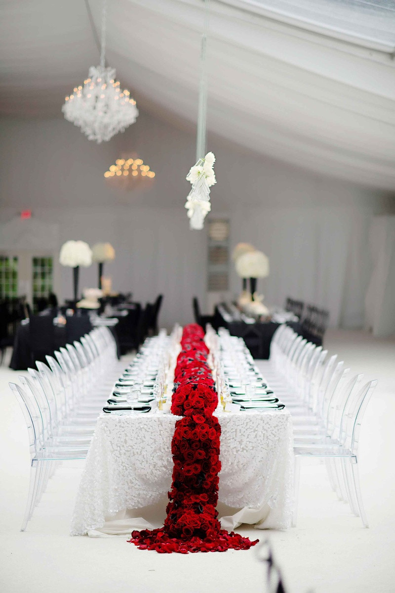 Wedding Decorations Red And White
 Reception Décor s Black White & Red Wedding Table