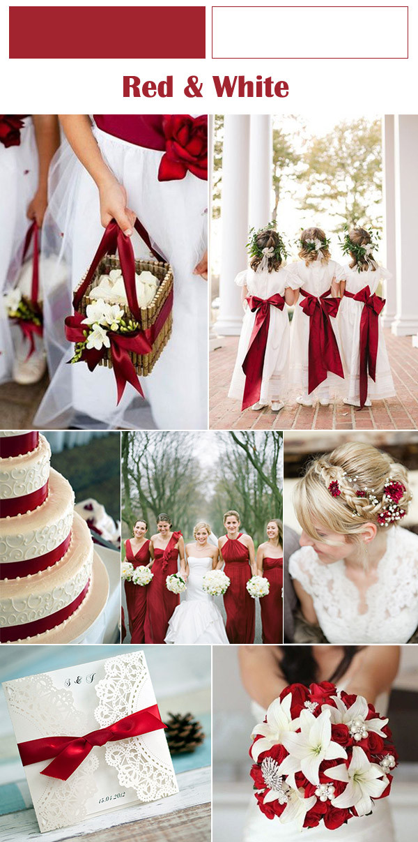 Wedding Decorations Red And White
 Six Classic Red Fall And Winter Wedding Color Palettes