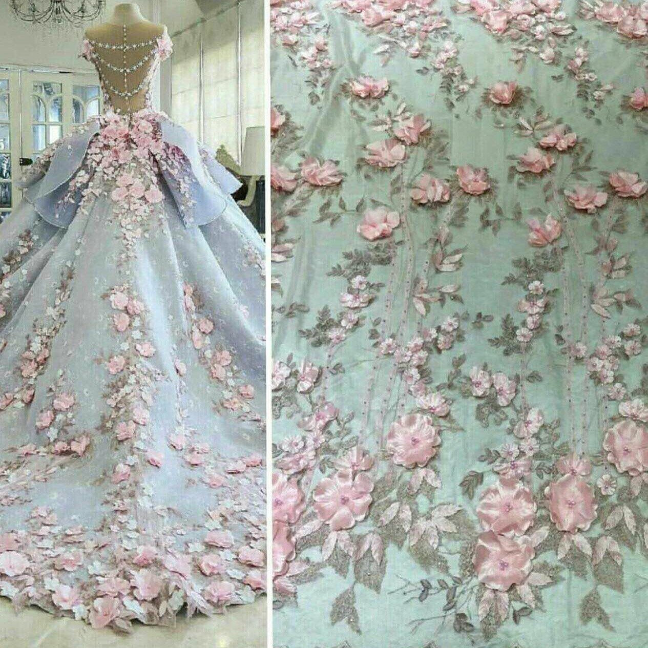 Wedding Dress Fabric
 Latest lace fabric beaded bridal lace fabric elegant tulle 3d