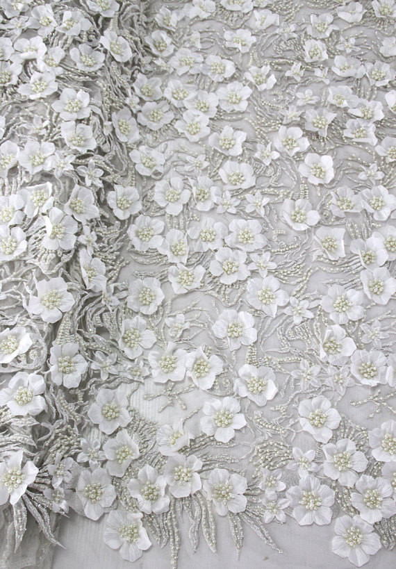 Wedding Dress Fabric
 Bridal lace fabric by the yard3D lace fabricbeaded by