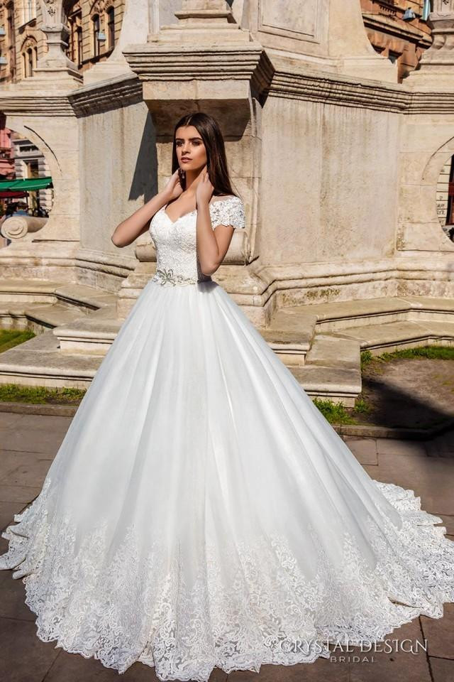 Wedding Dresses Online
 New Arrival Illusion Lace Cap Sleeve Crystal Design 2016 V