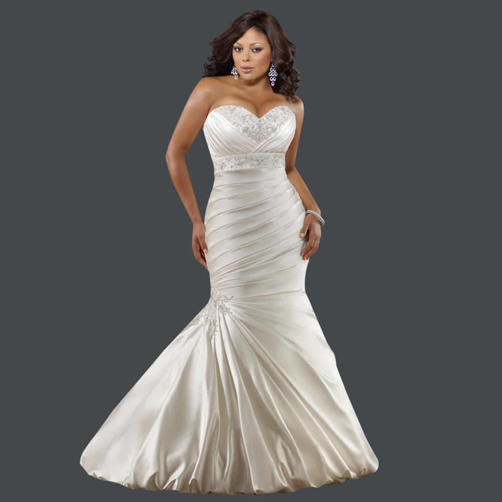 Wedding Dresses Online
 French Style Sweetheart Embroidery Lace Up Satin Plus Size