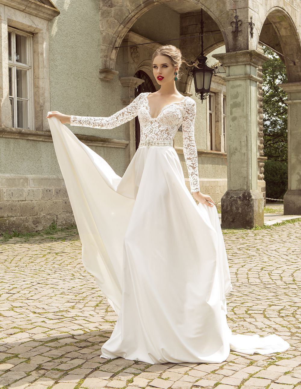 Wedding Dresses With Lace Sleeves
 Summer Style Lace Long Sleeve Wedding Dresses 2016 V Neck
